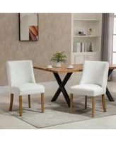 Homcom Modern Dining Chairs Set of 2 with High Back, Dining Room Chairs with Nailhead Trim, Upholstered Seats and Solid Wood Legs for Kitchen, Cream W