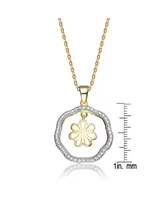 Genevive Sterling Silver 14K Gold Plated Two Tone Outlined Flower Pendant