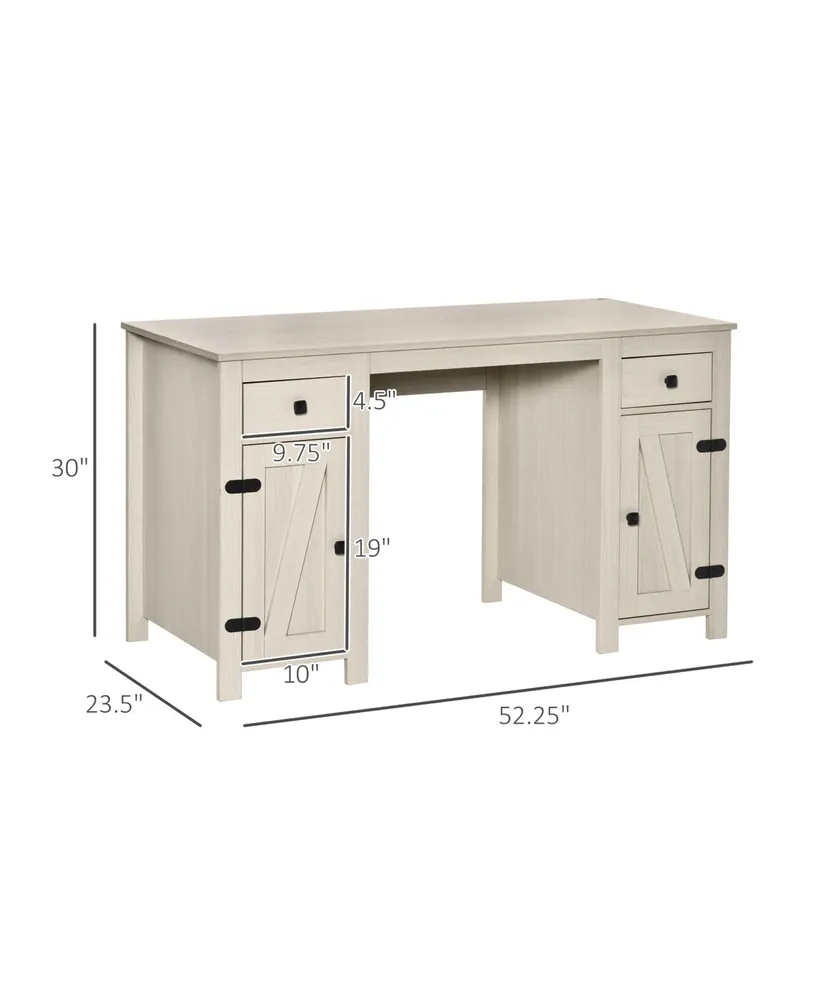 Homcom Farm Style Home Office Computer Desk with 2 Drawers and 2 Cabinets, White