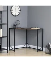 Homcom Small Corner Desk Triangle Vanity Table Computer Desk Dark Walnut