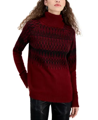 Fever Women's Shine Fair-Isle Turtleneck Sweater