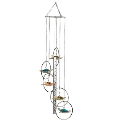 Fc Design 24" Long 5-Ring Polyresin Sea Turtle Wind Chime Home Decor Perfect Gift for House Warming, Holidays and Birthdays