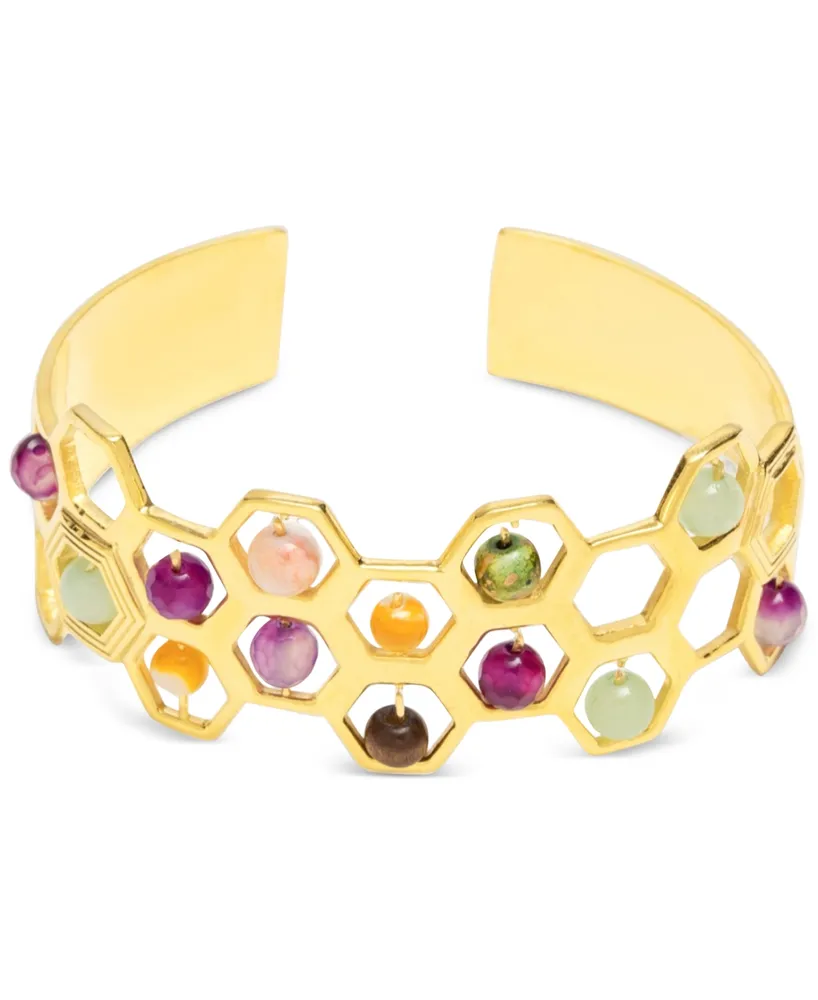 Nectar Nectar New York 18k Gold-Plated Mixed Gemstone Cuff Bracelet