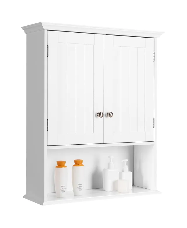 Costway Wall-Mounted Cabinet Bathroom Storage 2-Tier Shelf Multipurpose  Organizer White