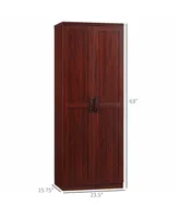 Homcom 2-Door Kitchen Pantry Cabinet Cupboard 5-Tier Storage Shelves, Cherry