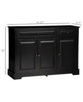 Homcom Modern Sideboard Buffet Cabinet with Storage Cupboards, 2 Drawers and Adjustable Shelves for Living Room, Kitchen, Black
