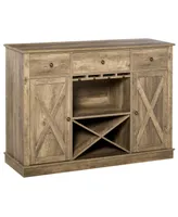 Homcom Farmhouse Coffee Bar Cabinet, Wine Cabinet with 3 Drawers, Sideboard Buffet Cabinet with X