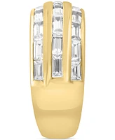 Effy Men's Zircon Baguette Three Row Band (3-1/3 ct. t.w.) in 14k Gold-Plated Sterling Silver