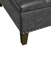 Madison Park Lindsey 36" Tufted Square Wood Frame Cocktail Ottoman