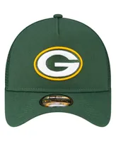 Men's New Era Green Green Bay Packers A-Frame Trucker 9FORTY Adjustable Hat