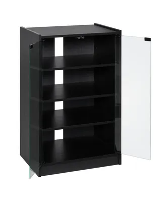 Homcom 5-Tier Media Stand Cabinet w/3-Level Adjustable Shelves & Tempered Glass