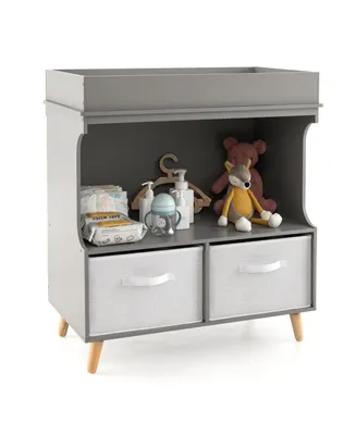Baby Changing Table Dresser Infant Diaper Station Nursery with Pad & Drawers