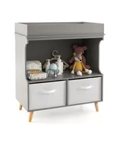 Baby Changing Table Dresser Infant Diaper Station Nursery with Pad & Drawers