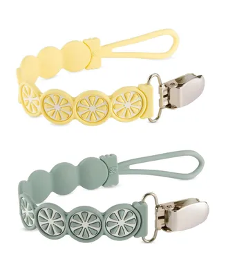 BooginHead Silicone Pacifier Clip Baby Pacifier Holder 2-Pack, Lemons & Limes - Assorted Pre