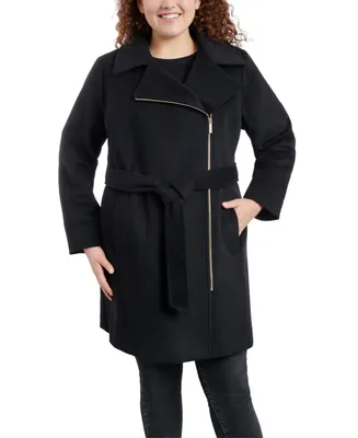 Michael Kors Women's Plus Asymmetric Belted Wrap Coat