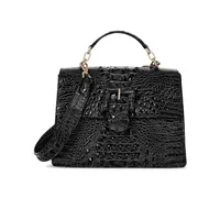 Brahmin Hallie Melbourne Medium Embossed Leather Satchel