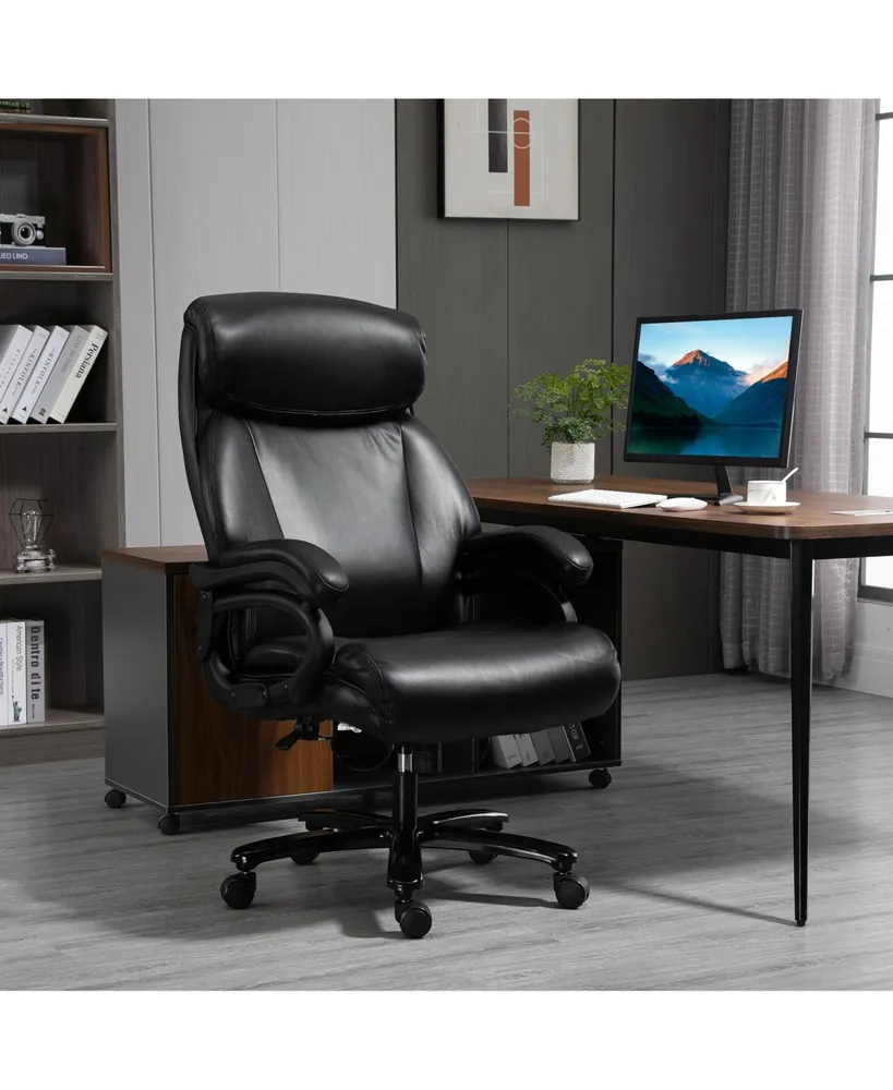 Vinsetto Big and Tall Executive Office Chair 396lbs with Wide Seat, Home High Back Pu Leather Chair with Adjustable Height, Swivel Wheels, Black