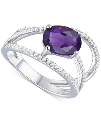 Amethyst (1-3/4 ct. t.w.) & Lab-Grown White Sapphire (3/8 Openwork Statement Ring Sterling Silver (Also Blue Topaz)