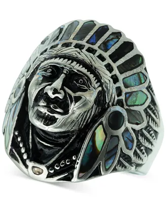 Blackjack Men's Abalone Chief Ring in Stainless Steel