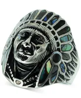 Blackjack Men's Abalone Chief Ring in Stainless Steel