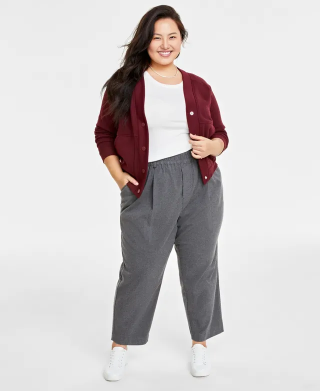 On 34th Plus Size Solid Double-Weave Ankle Pants, Created for