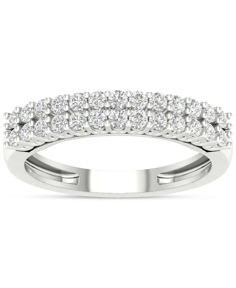 Diamond Double Row Anniversary Band (1/2 ct. t.w.) in 14k White Gold