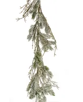 National Tree Company, 9' Christmas Trimmed Snowy Twig Garland, 200 Warm Led Rice Lights-Battery Operated with Remote Control