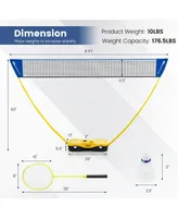 Costway Portable Badminton Set with 2 Shuttlecocks Badminton Rackets Outdoor Sport Game Set