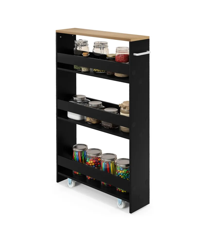 Costway Rolling Kitchen Slim Storage Cart Mobile Shelving Organizer