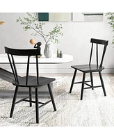 Dining Chairs Set of 2 Windsor Wood Armless with Solid Rubber