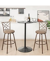 Set of 2 24/30 Inch Adjustable Swivel Barstools Metal Dining Chairs