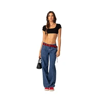 Women's Square Neck Ribbed Crop Top