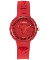 Versace Women's Swiss Medusa Pop Red Silicone Strap Watch 39mm Set