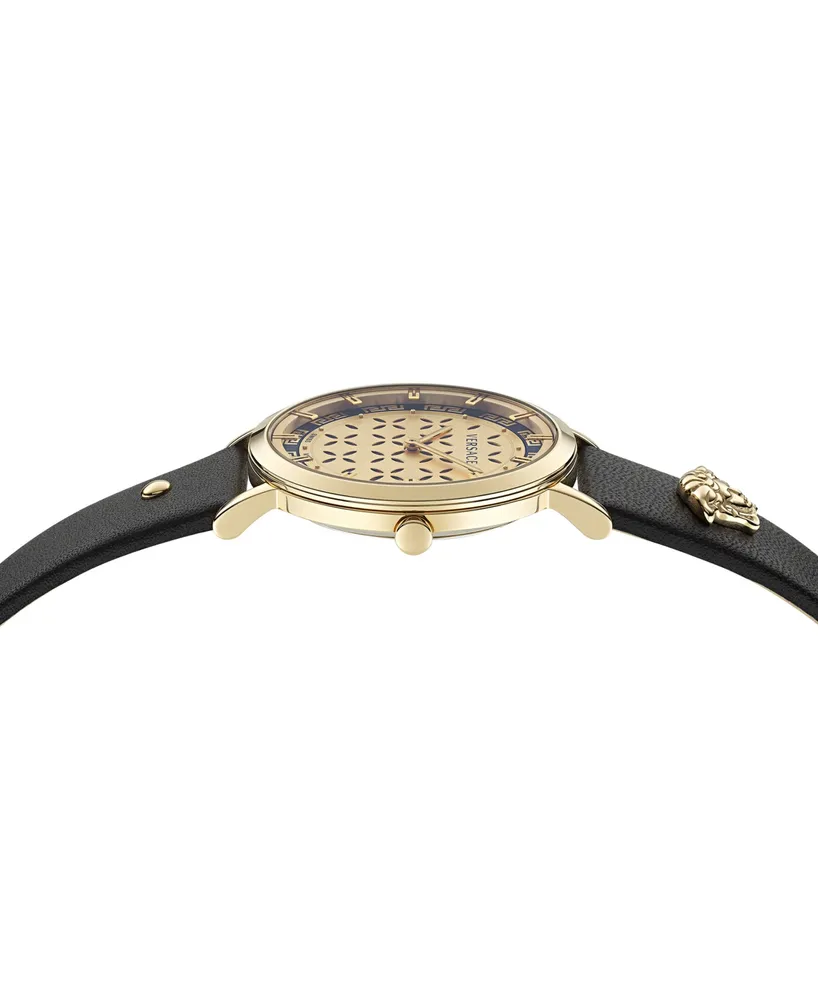 Versace Women's Swiss New Generation Black Leather Strap Watch 36mm