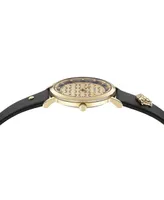 Versace Women's Swiss New Generation Black Leather Strap Watch 36mm