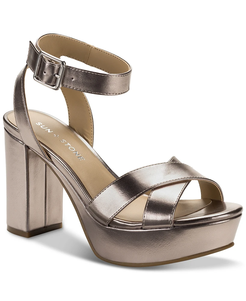 Sun + Stone Women's Lillah Block Heel Platform Dress Sandals, Created for Macy's