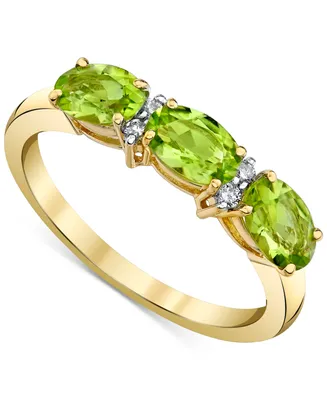 Peridot (1-5/8 ct. t.w.) & Diamond (1/20 ct. t.w.) Oval Ring in 14k Gold