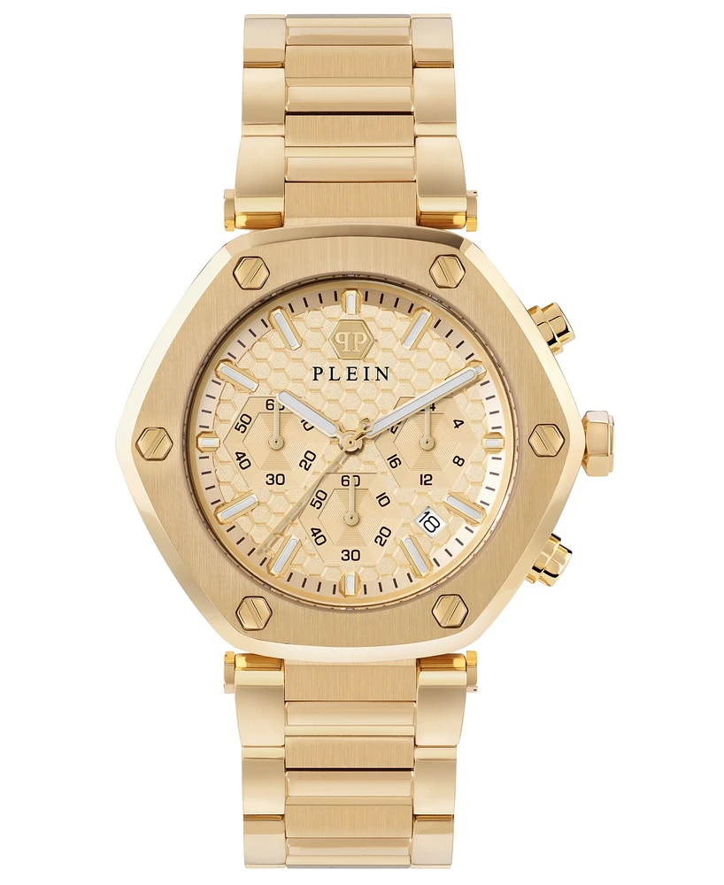 Philipp Plein Men's The Hexagon Chronograph Gold-Tone Stainless Steel Bracelet Watch 42mm