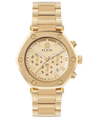 Philipp Plein Men's The Hexagon Chronograph Gold-Tone Stainless Steel Bracelet Watch 42mm