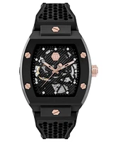 Philipp Plein Men's Automatic The Keleton Black Silicone Strap Watch 44mm