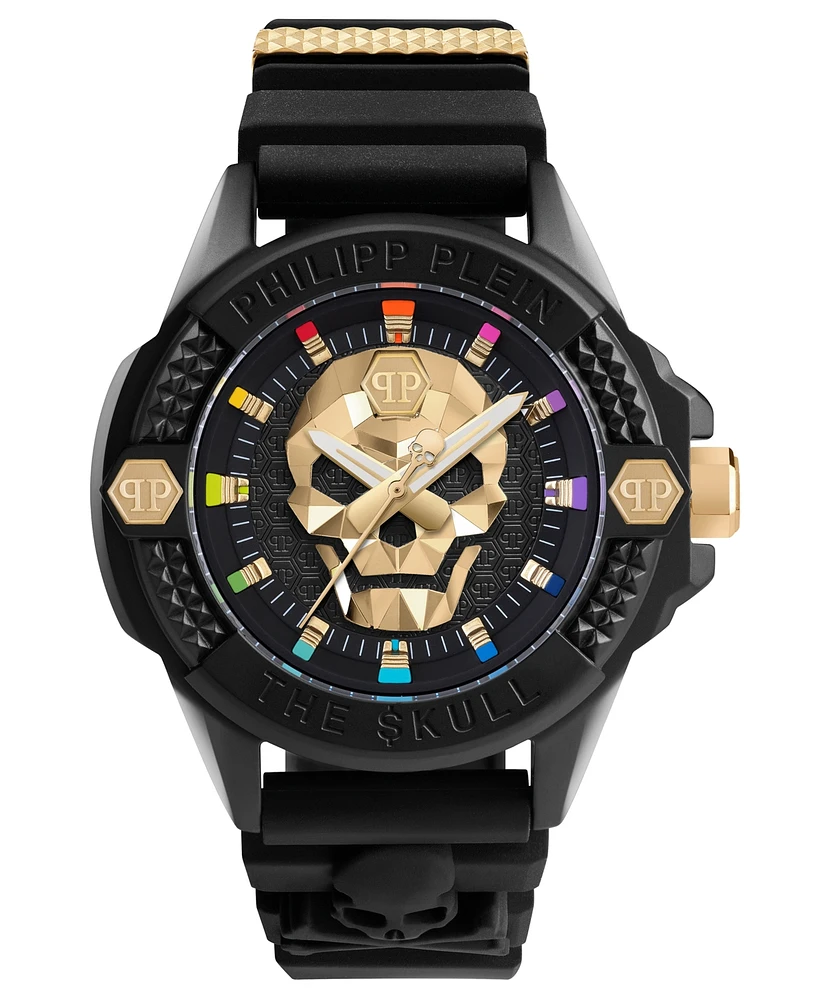 Philipp Plein Men's The Kull Black Silicone Strap Watch 44mm