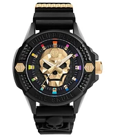 Philipp Plein Men's The Kull Black Silicone Strap Watch 44mm