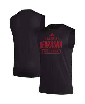 Men's adidas Black Nebraska Huskers Sideline Aeroready Pregame Tank Top