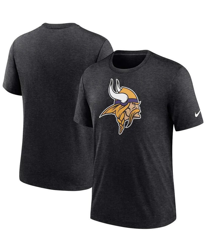 Men's Nike Heather Black Minnesota Vikings Rewind Logo Tri-Blend T-shirt