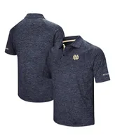 Men's Colosseum Heathered Navy Notre Dame Fighting Irish Down Swing Raglan Polo Shirt