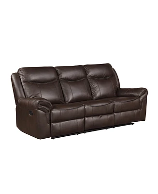 White Label Calico 89" Double Reclining Sofa with Center Drop-Down Cup Holders, Power Outlets