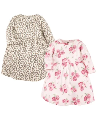Hudson Baby Girls Cotton Dresses, Blush Rose Leopard