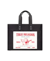 True Religion Washed Black Denim Extra Large Tote Bag