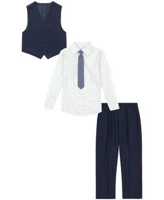 Calvin Klein Little Boys Odyssey Vest, Pant, Dress Shirt and Necktie, 4 Piece Set