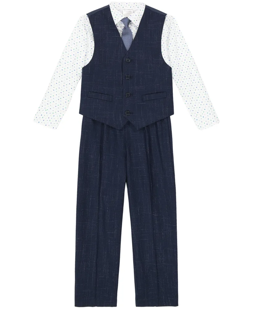 Calvin Klein Toddler Boys Odyssey Vest, Pant, Dress Shirt and Necktie, 4 Piece Set